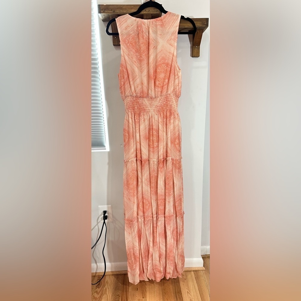 NWT Ramy Brook Printed Poppy Peach Maxi Dress Silk Blend Small - Picture 5 of 11